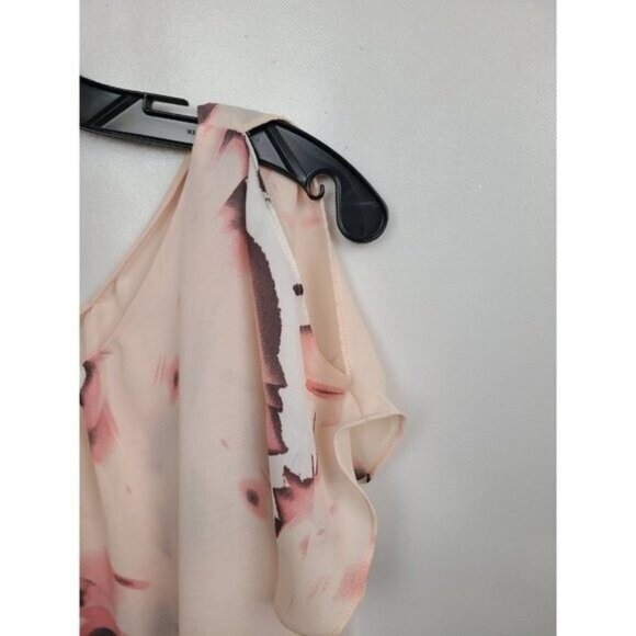 Calvin Klein Womens Blouse Top Small Pink Floral Cold Shoulder Cottagecore - Picture 2 of 8
